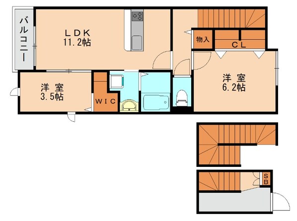 土井駅 徒歩6分 3階の物件間取画像